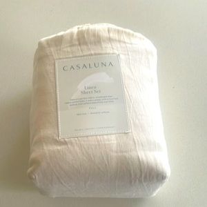New Pure Washed 100% Linen Casa Luna Full Sheet Set Color Snow White